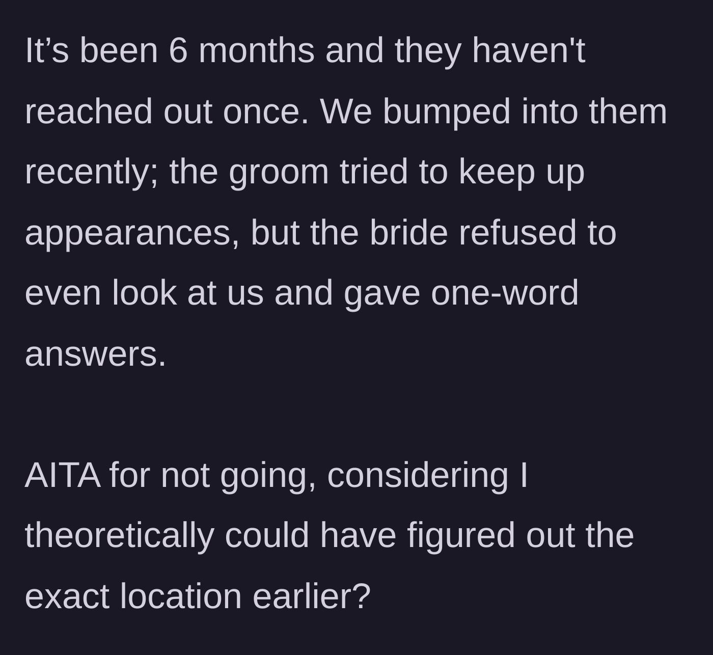Story part 9 - Running into the couple months later and getting the silent treatment in the hallway