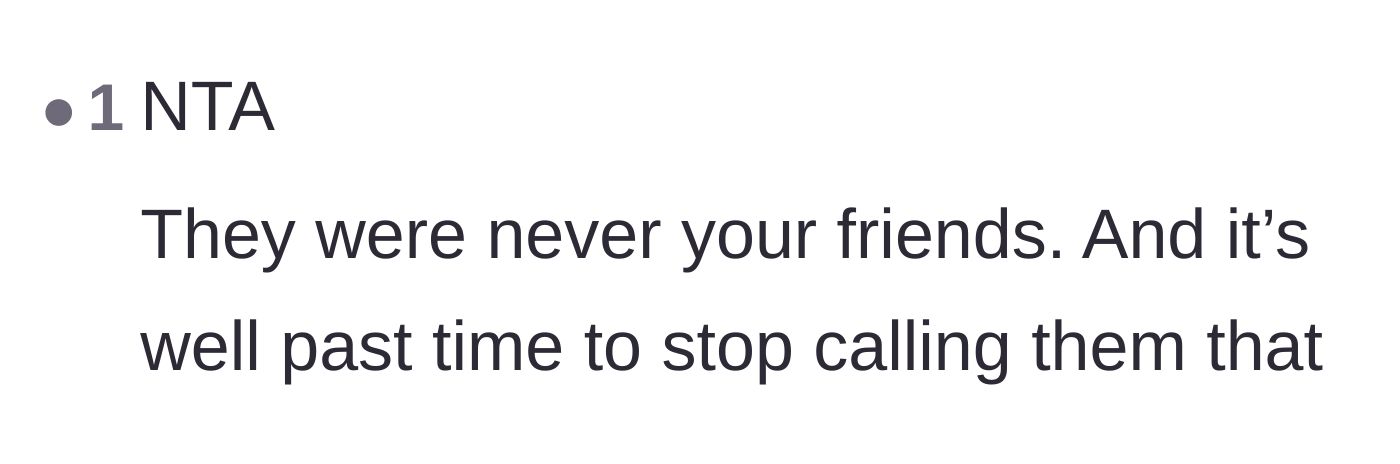 Comment thread 3 - Stating bluntly that the couple were never actual friends to begin with.
