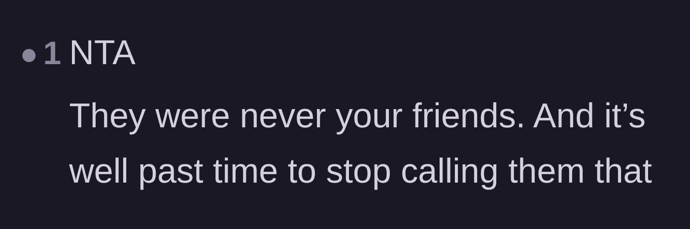 Comment thread 3 - Stating bluntly that the couple were never actual friends to begin with.