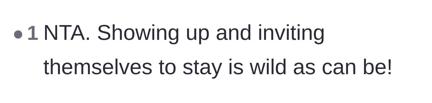 Comment thread 5 - Pure disbelief at the unhinged reality of inviting oneself to stay at a near-stranger's house.