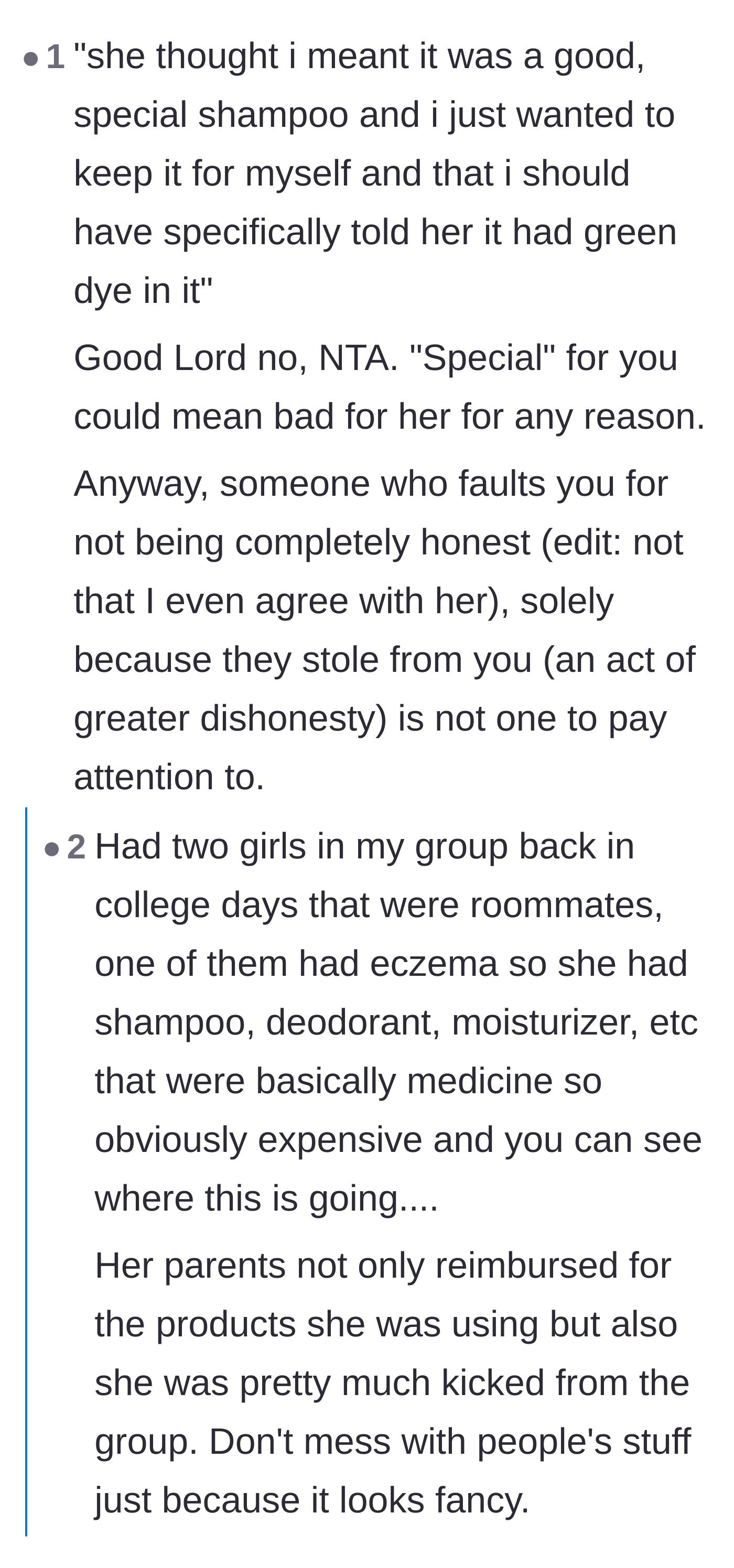Comment thread 3 - Readers share personal anecdotes about the dangers of visitors consuming off-limits medical or specialty products.