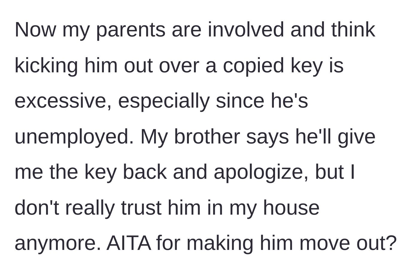 Story part 5 - Parents intervene to defend the brother, who offers a fake apology while the host questions the eviction.