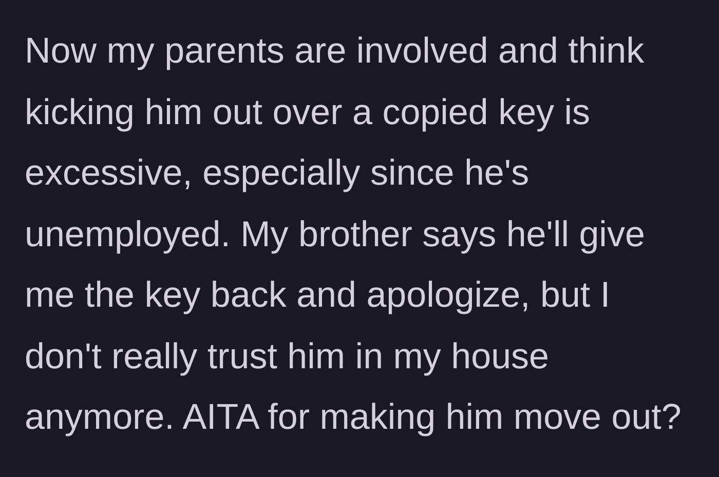Story part 5 - Parents intervene to defend the brother, who offers a fake apology while the host questions the eviction.