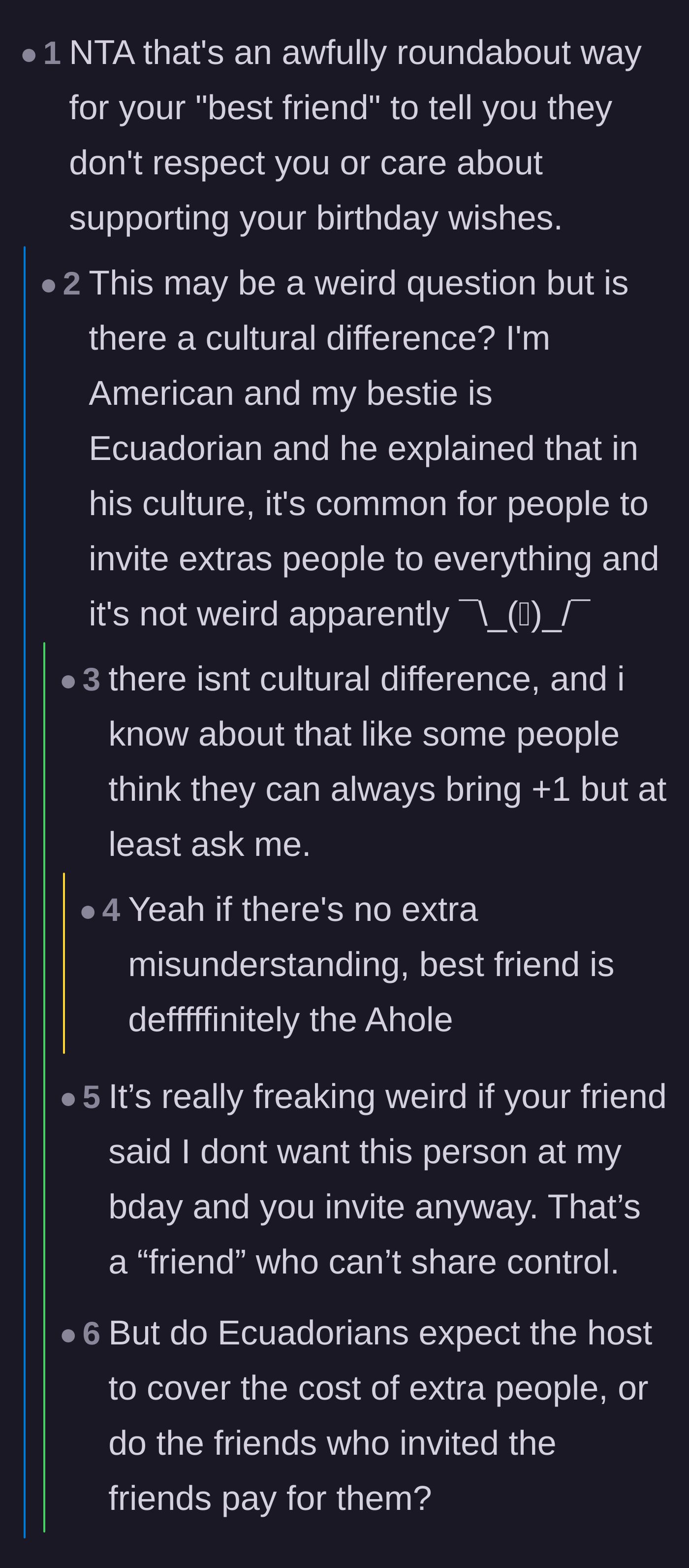 Comment thread 3 - Users debating if inviting extra people is a cultural norm or just plain disrespectful.