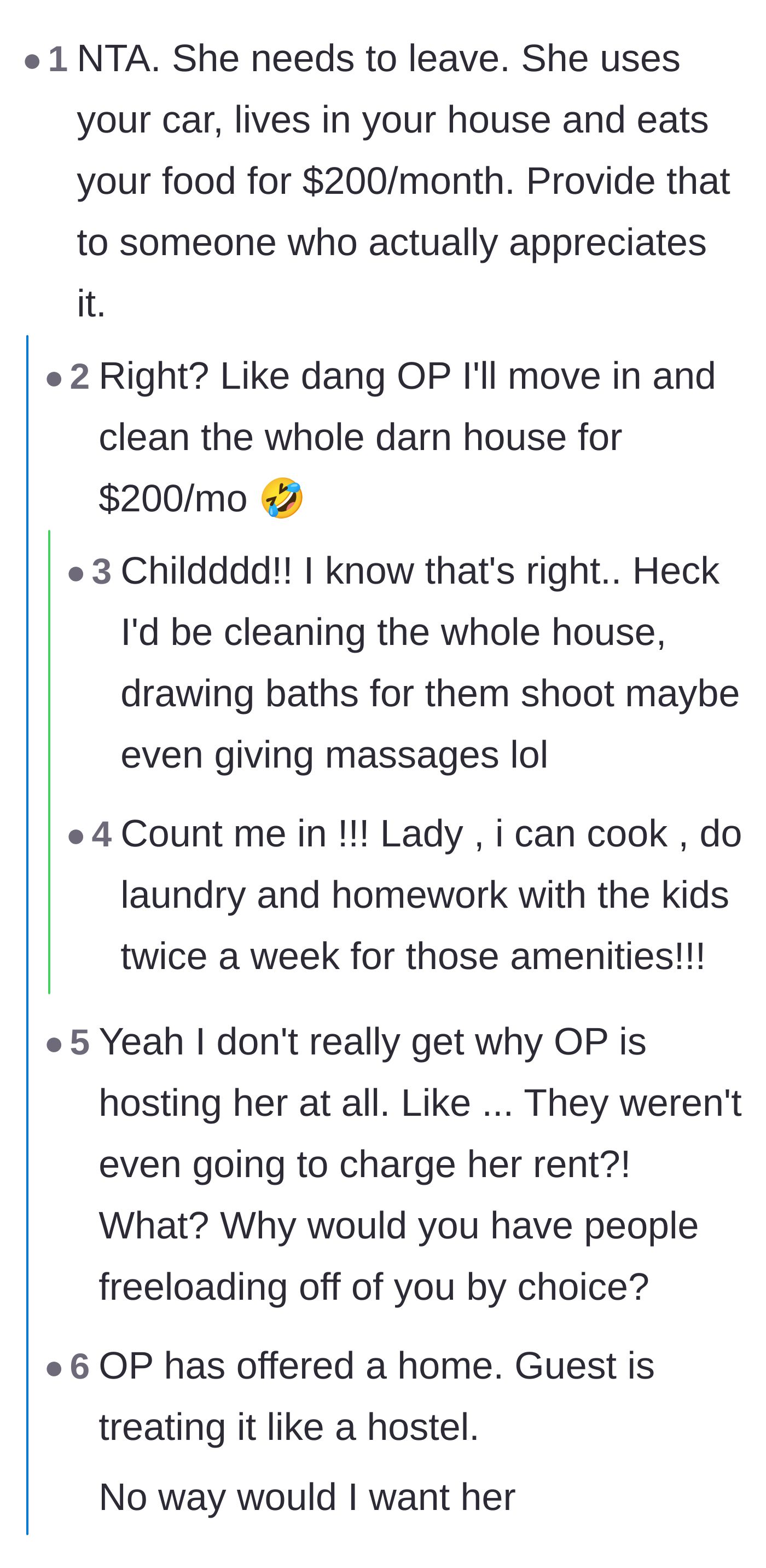 Comment thread 2 - Commenters eagerly offering to move in and do all the household chores in exchange for that $200 a month deal.