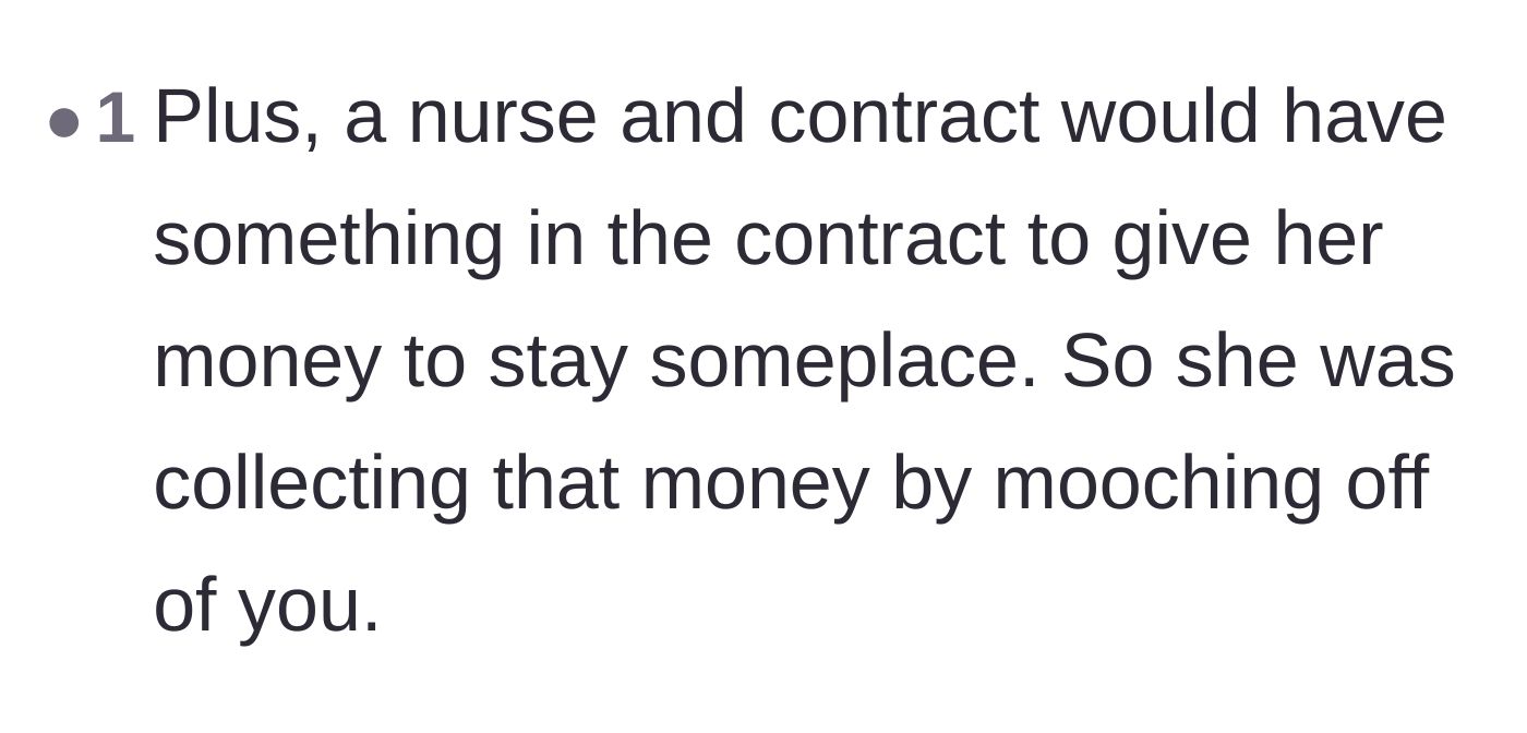 Comment thread 4 - A reader points out that travel nurses usually receive housing stipends she likely pocketed.