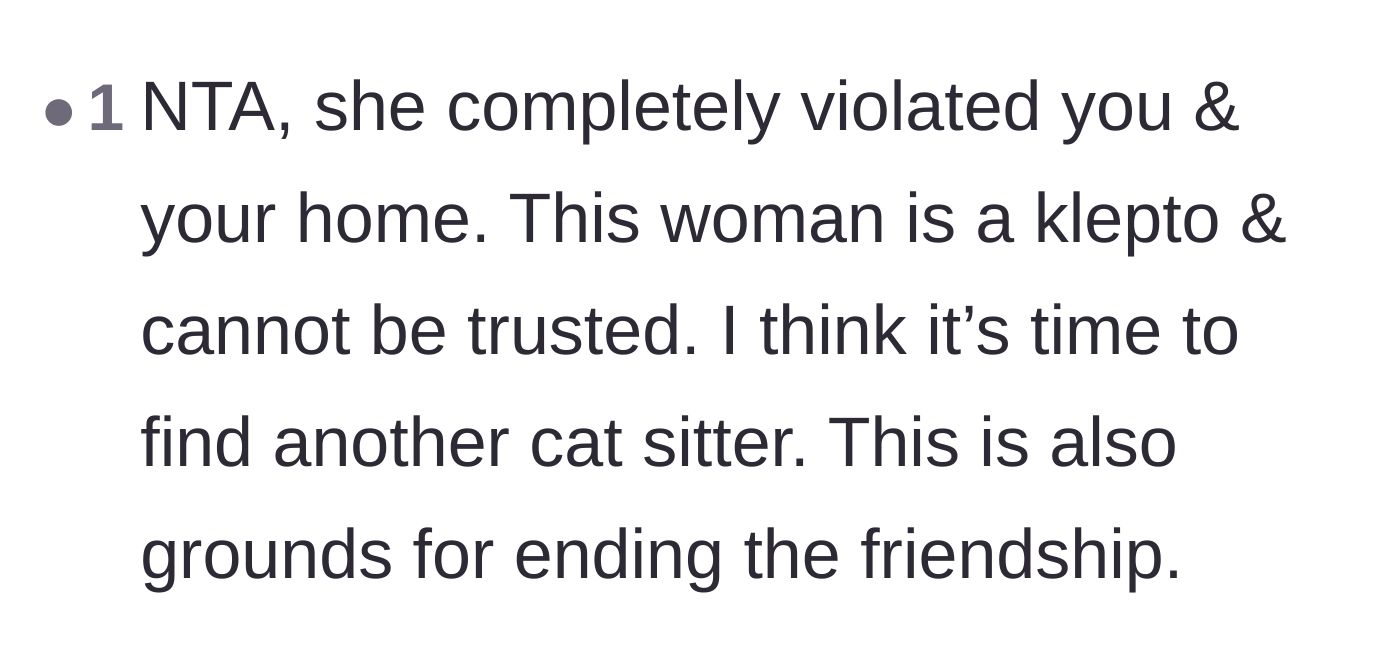 Comment thread 4 - A reader outright labels the friend a kleptomaniac and advises terminating the friendship.