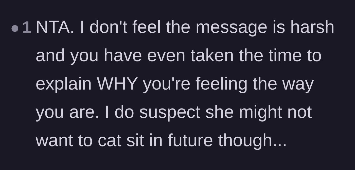 Comment thread 5 - Validation that the host's message was perfectly measured and clearly explained her feelings.