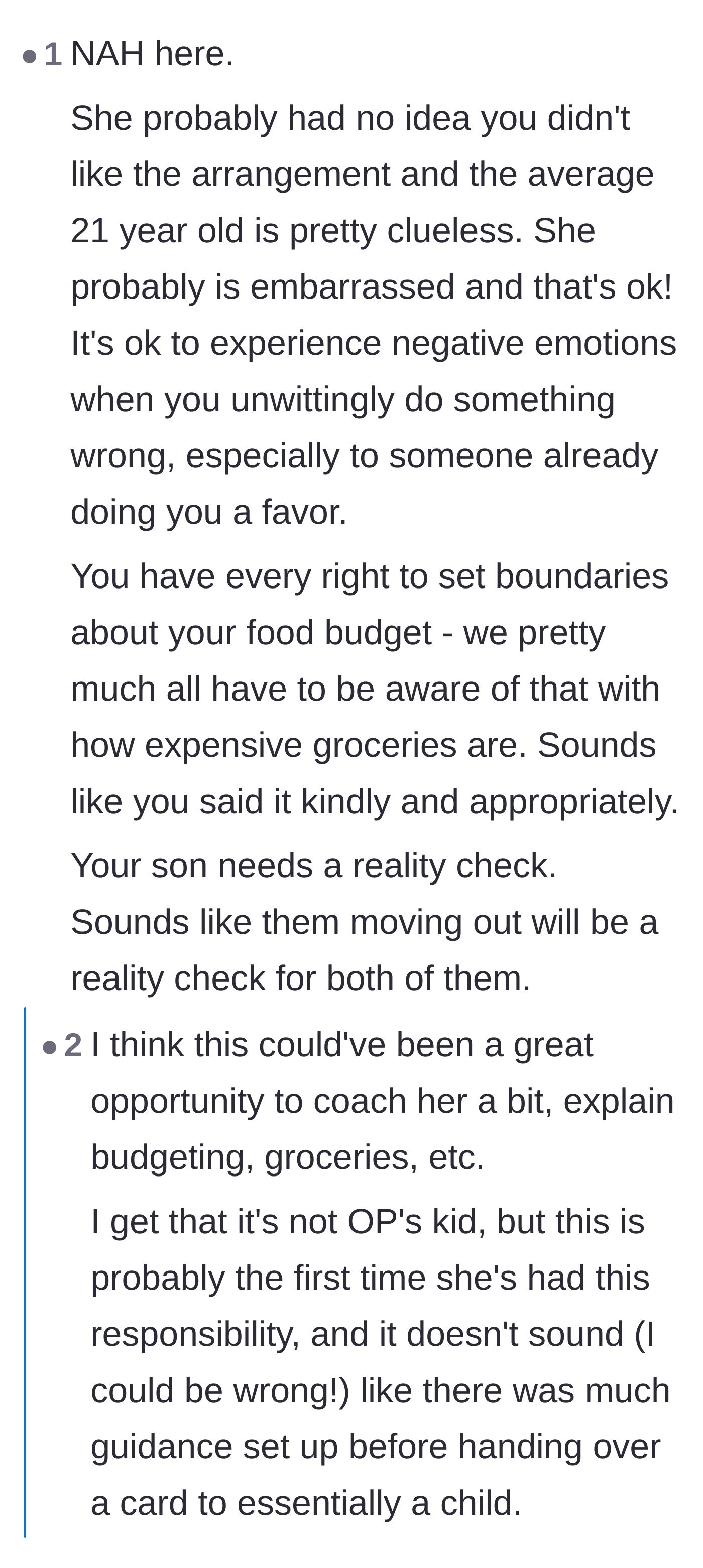 Comment thread 2 - A debate on whether the girlfriend was maliciously taking advantage or just genuinely clueless about the cost of living.