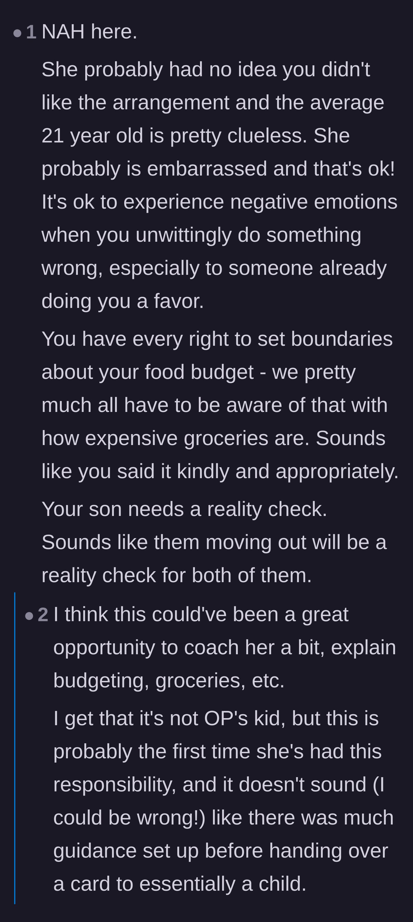 Comment thread 2 - A debate on whether the girlfriend was maliciously taking advantage or just genuinely clueless about the cost of living.