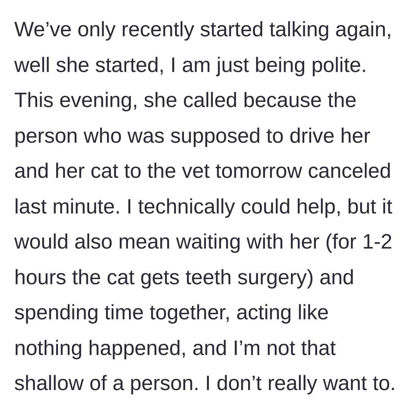 Story part 3 - A ringing smartphone displays a call from the previously silent neighbor, who is suddenly asking for a massive favor.