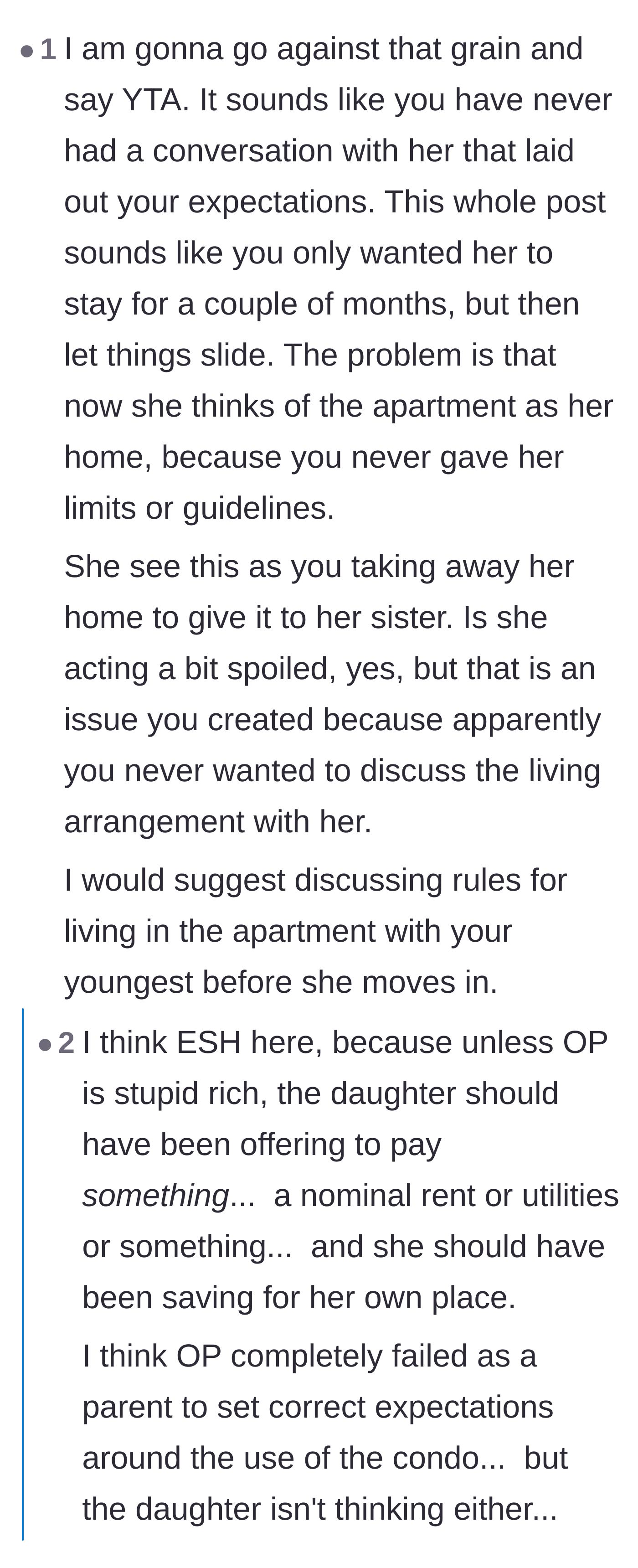 Comment thread 5 - Criticism of the parent for failing to clearly communicate boundaries and expectations from the beginning