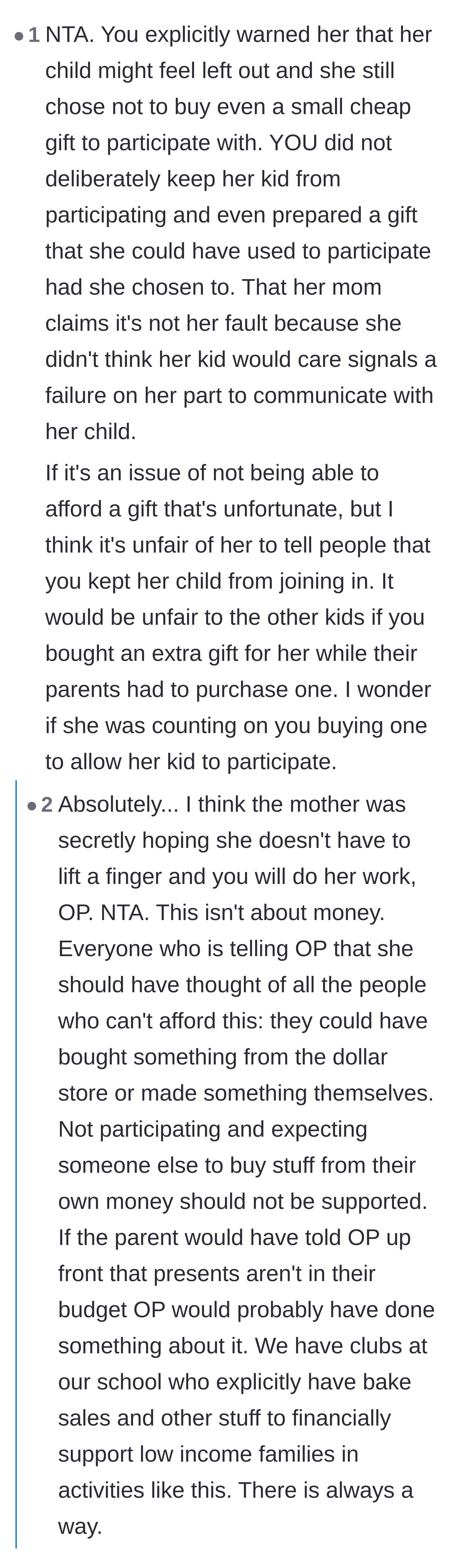 Comment thread 2 - Readers pointing out that the mother likely expected the teacher to financially cover her child from the start.