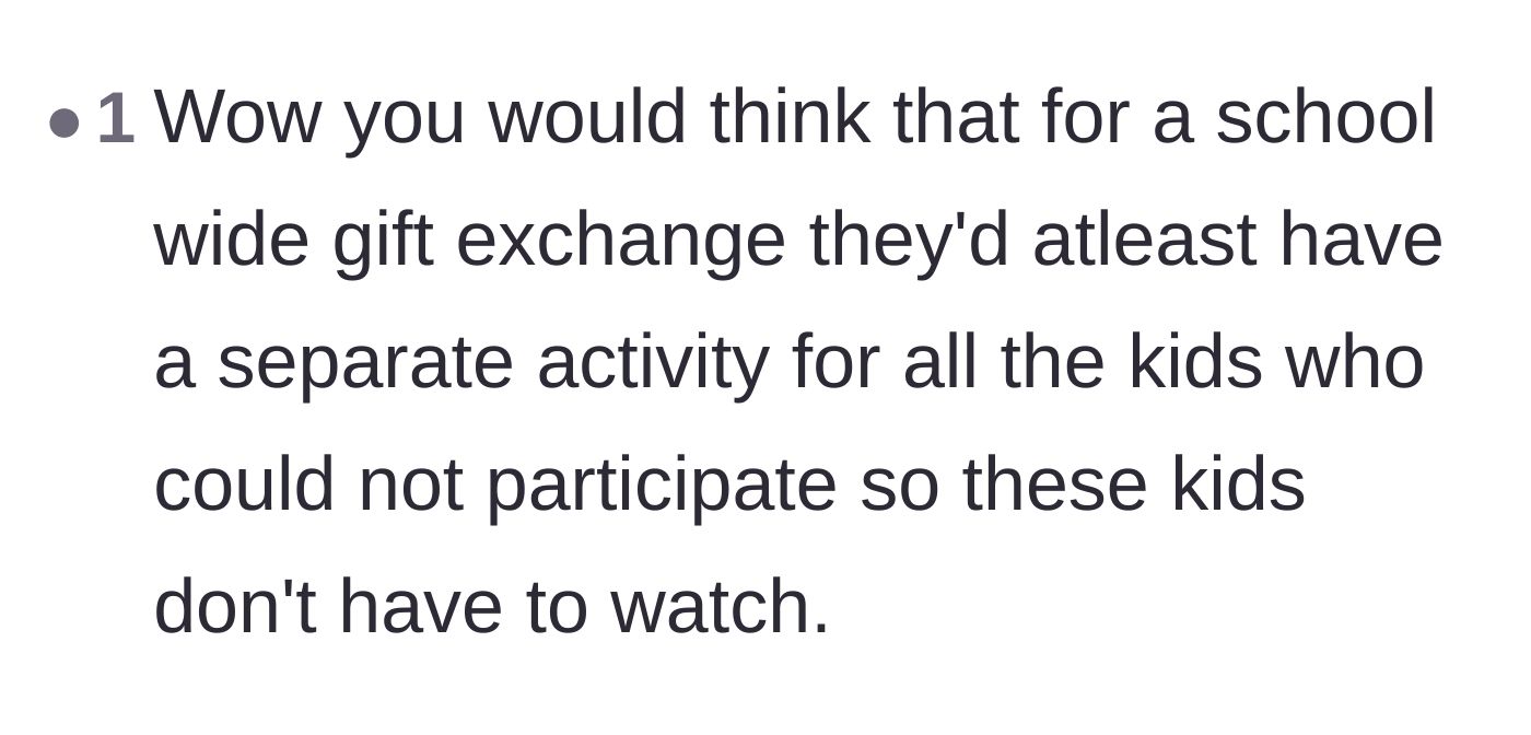 Comment thread 4 - A user criticizing the school administration for failing to provide alternative activities for excluded students.