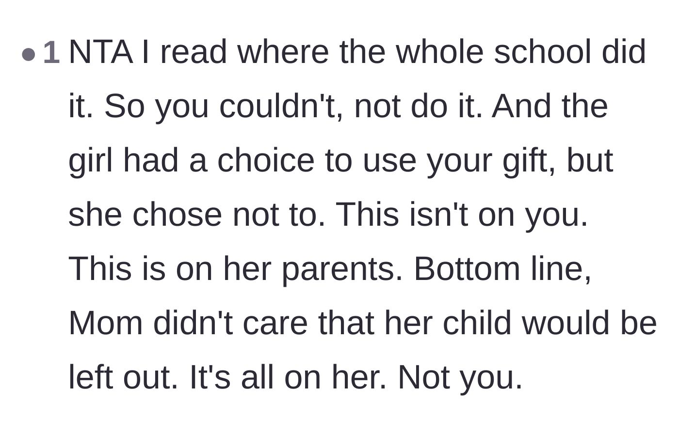 Comment thread 6 - A final verdict placing the blame squarely on the mother's shoulders for ignoring direct warnings.