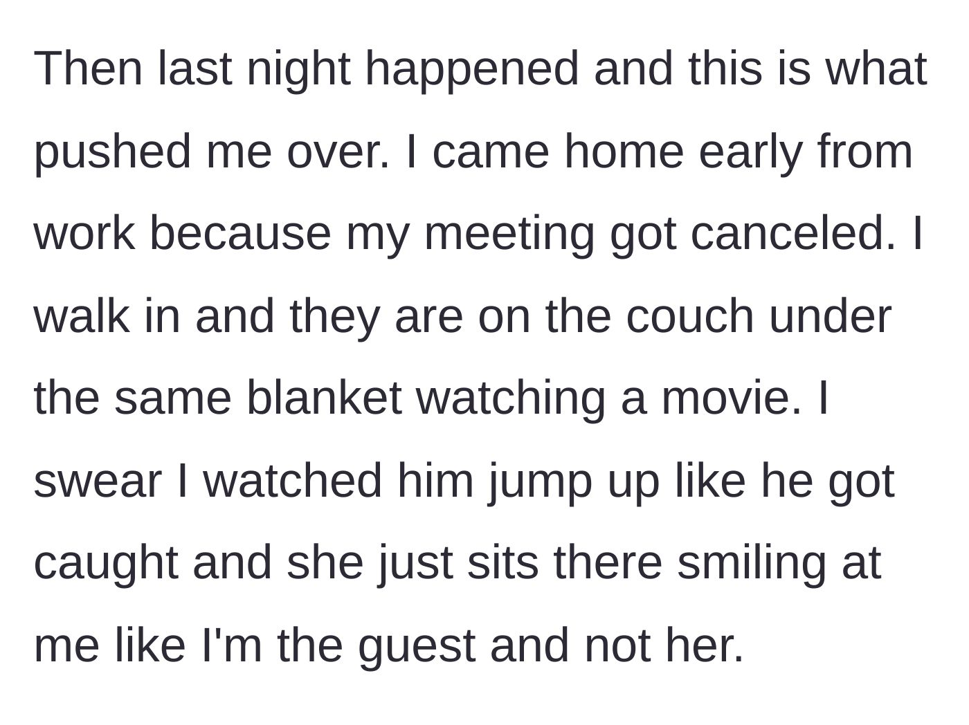 Story part 11 - Girlfriend comes home early to find the boyfriend and Kira cuddling under a blanket on the couch.