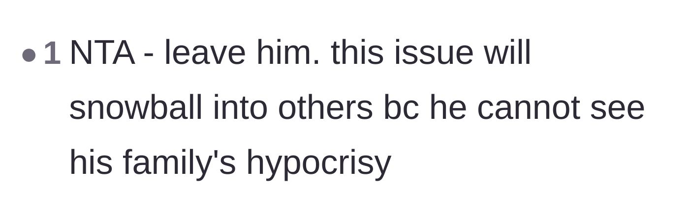 Comment thread 5 - A blunt suggestion to break up before the boyfriend's hypocrisy causes even more issues