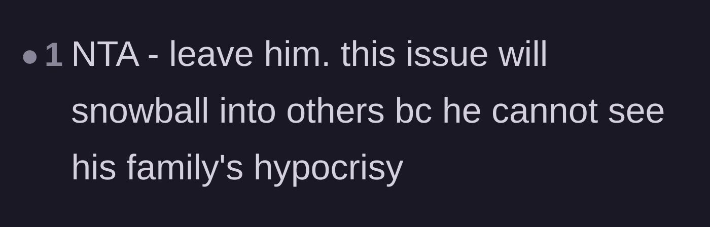 Comment thread 5 - A blunt suggestion to break up before the boyfriend's hypocrisy causes even more issues