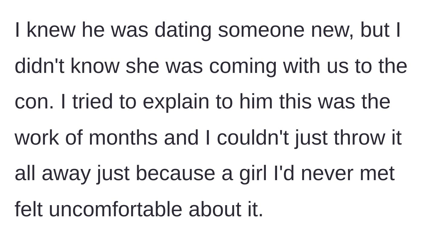Story part 5 - OP refuses to abandon her months of hard work just to appease a stranger's insecurity.