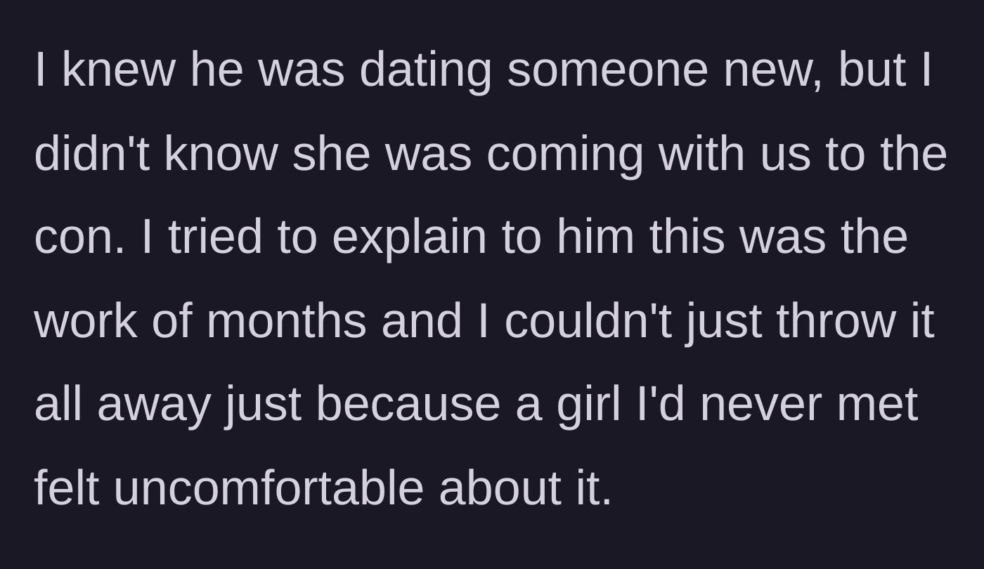 Story part 5 - OP refuses to abandon her months of hard work just to appease a stranger's insecurity.