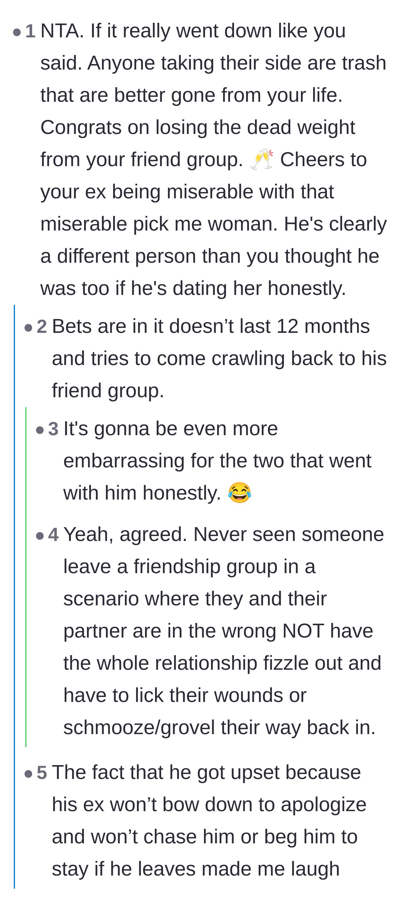 Comment thread 2 - Commenters predicting the ex's new toxic relationship won't even last a year before he tries crawling back