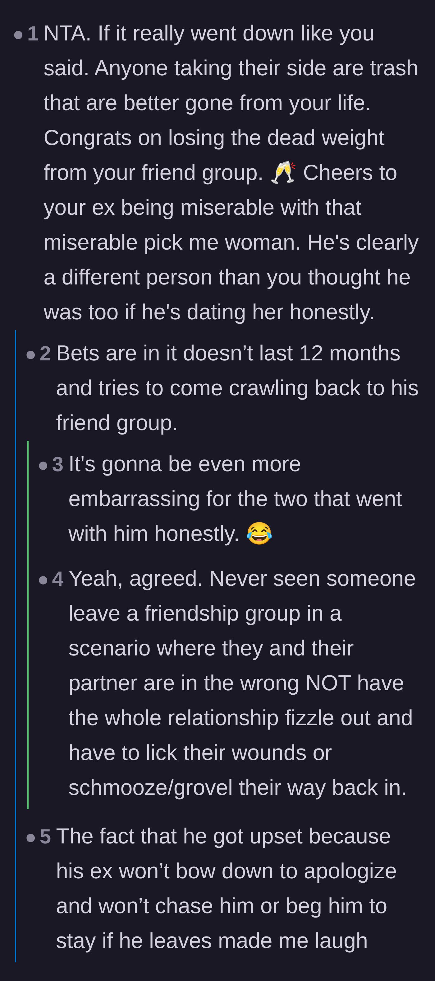 Comment thread 2 - Commenters predicting the ex's new toxic relationship won't even last a year before he tries crawling back