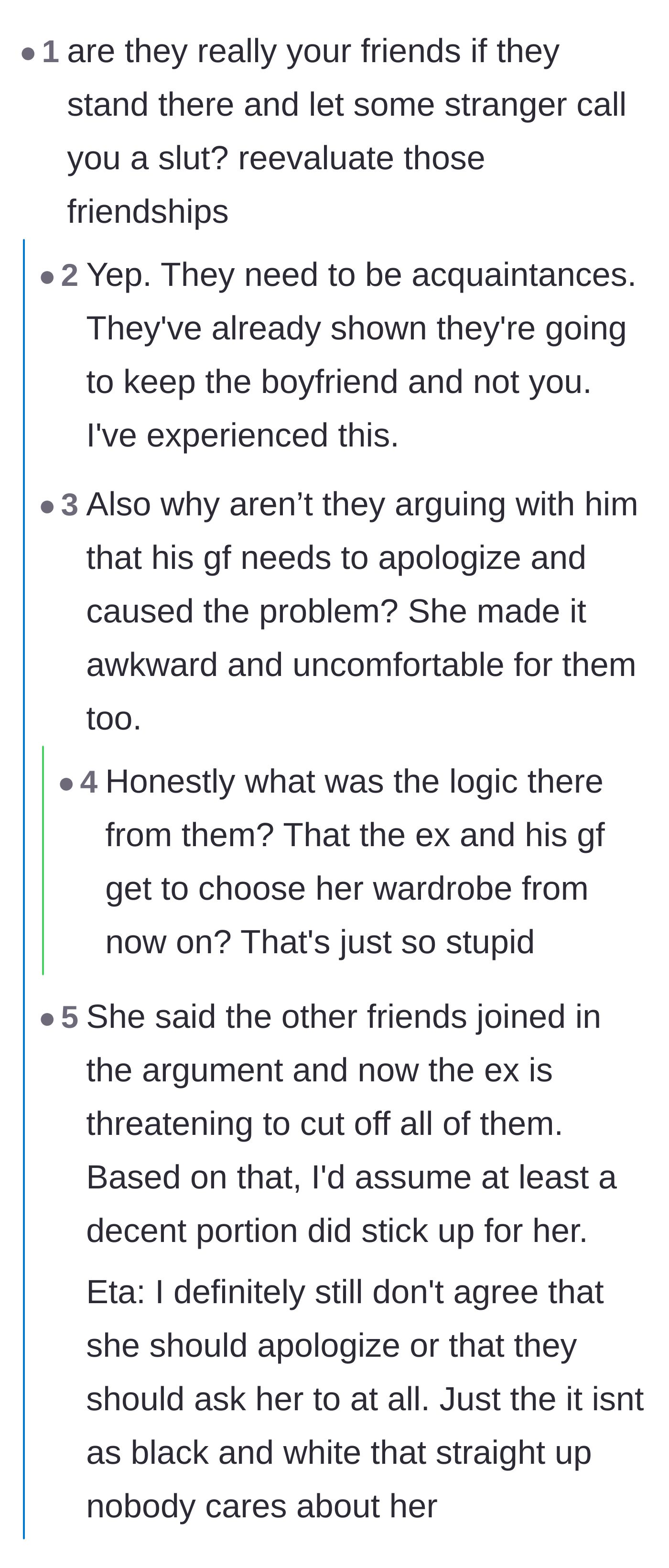Comment thread 2 - A debate on why the mutual friends stood by silently instead of defending OP.