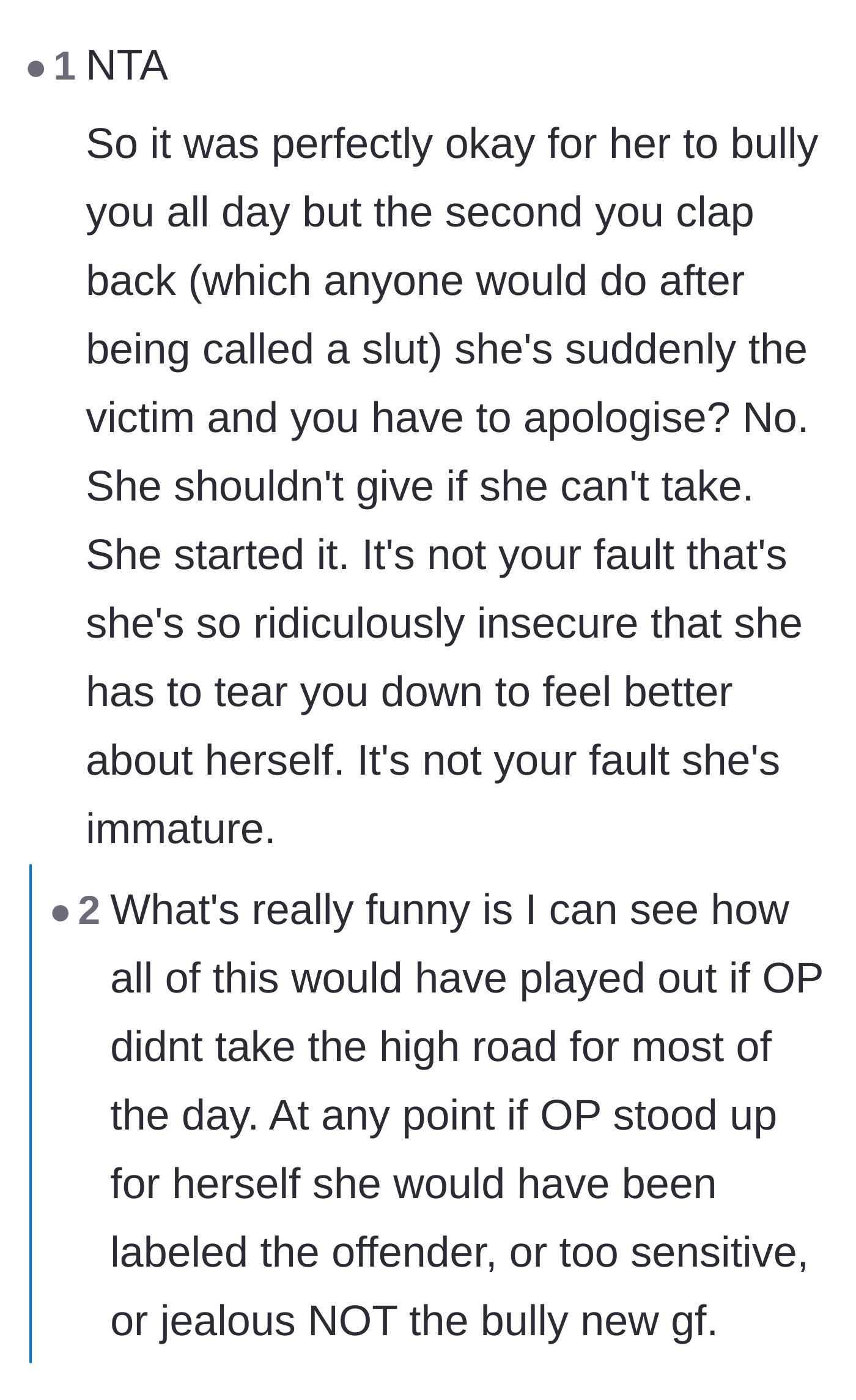Comment thread 3 - Readers break down the new girlfriend's manipulative tears and reverse-victim tactics.