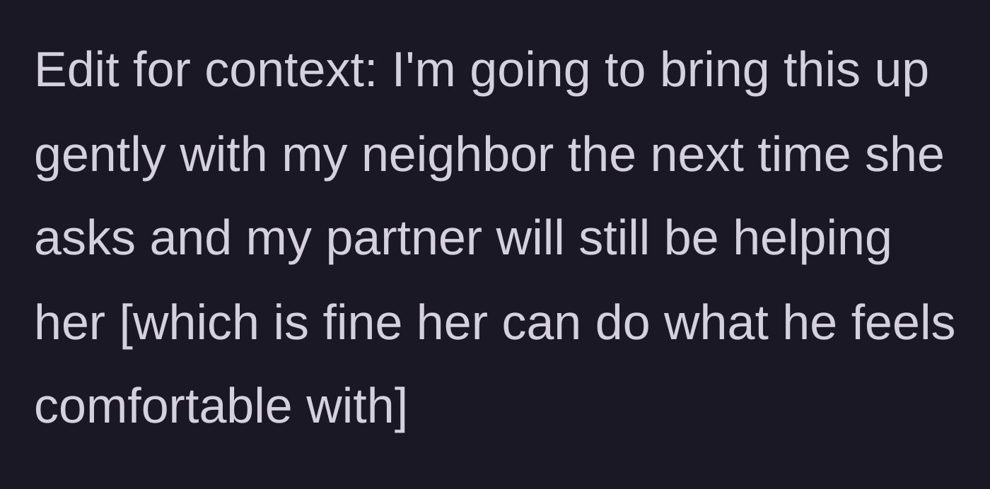 Story part 10 - A planned, gentle conversation between a young neighbor and an elderly woman.