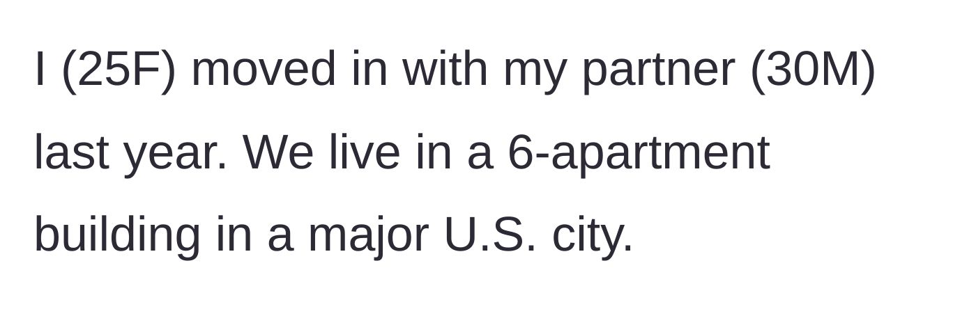 Story part 1 - A view of a typical multi-apartment building in a major city.