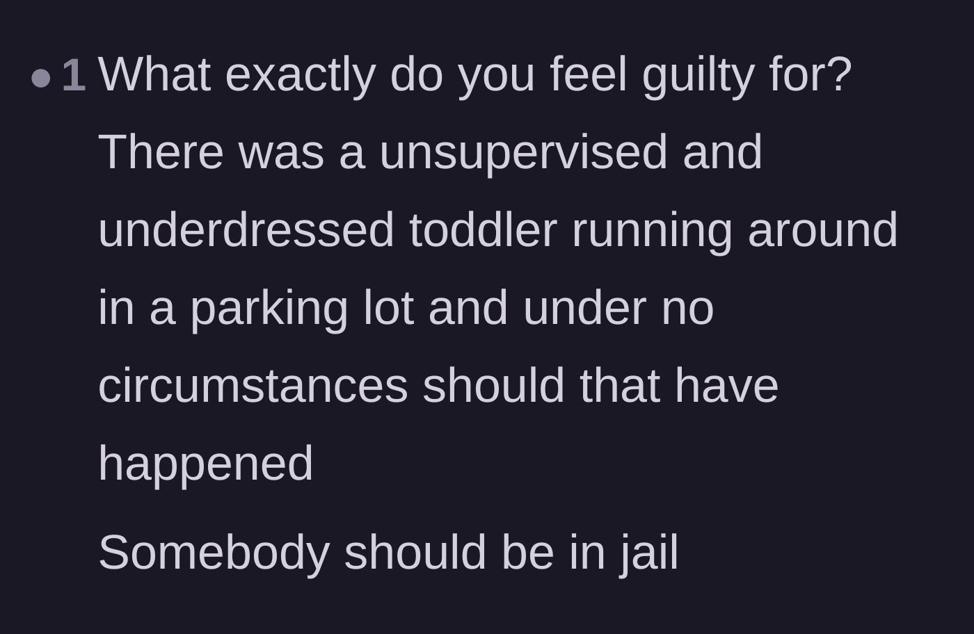 Comment thread 5 - Strong reader outrage calling for legal accountability for the parent.