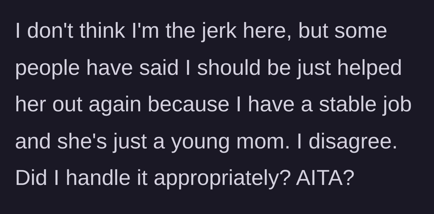 Story part 6 - A person looking stressed, wondering if they made the right decision by saying no.
