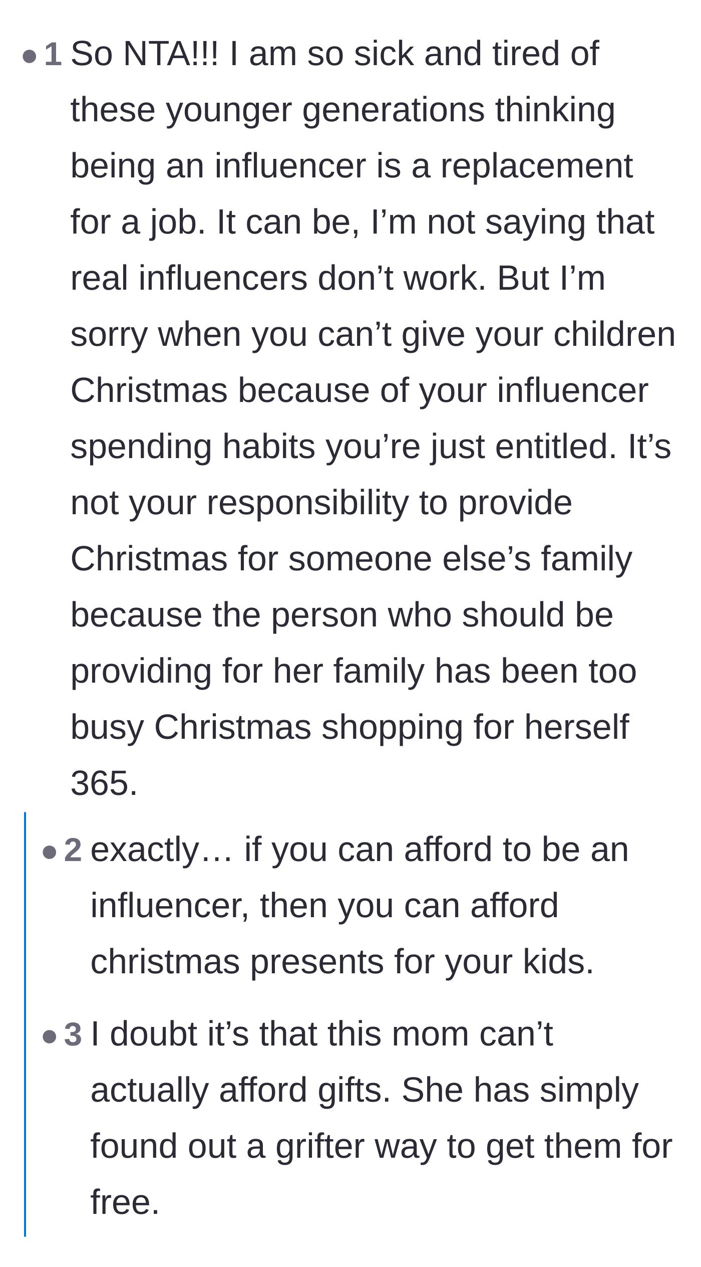 Comment thread 5 - Calling out the audacity of prioritizing an expensive influencer lifestyle over providing for your own children.
