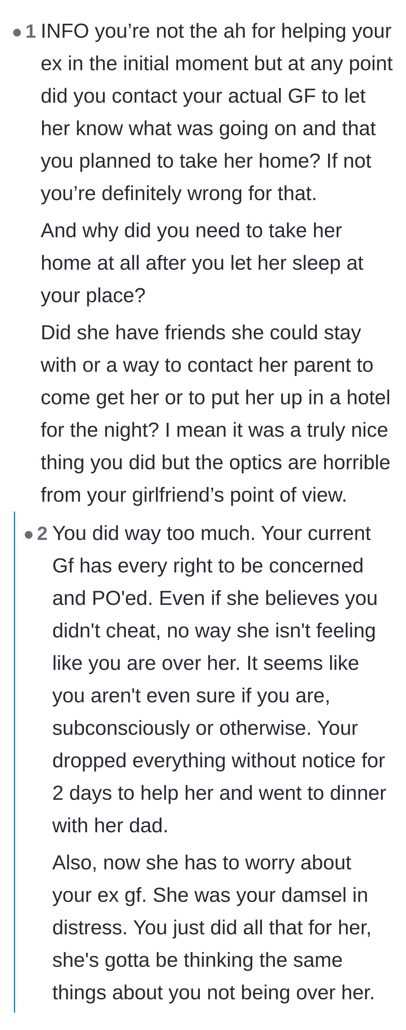 Comment thread 3 - A passionate debate over whether the girlfriend's insecurity is justified or if society unfairly punishes pure acts of kindness.