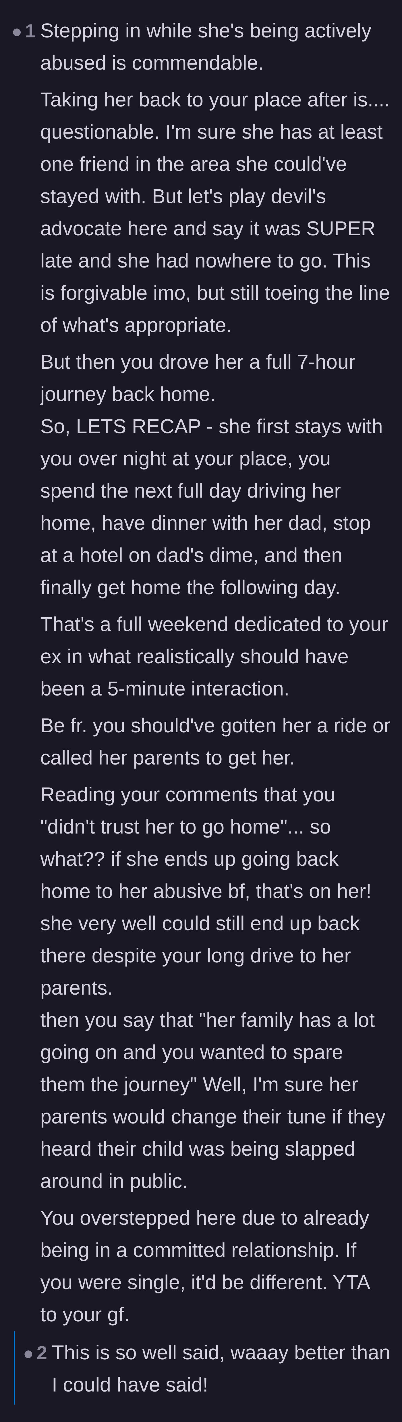 Comment thread 6 - A timeline recap highlighting that the author dedicated an entire weekend to his ex instead of finding alternative solutions.