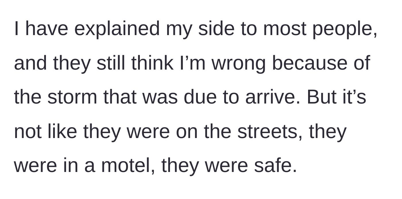 Story part 7 - The homeowner dealing with misplaced backlash from friends regarding an impending snowstorm.