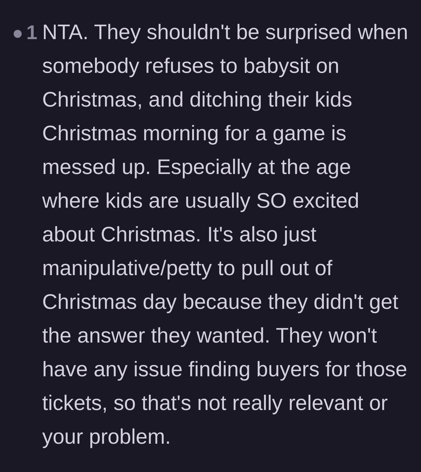 Comment thread 6 - Highlighting the parents' manipulation and pointing out they could easily sell their NFL tickets to recoup the money.