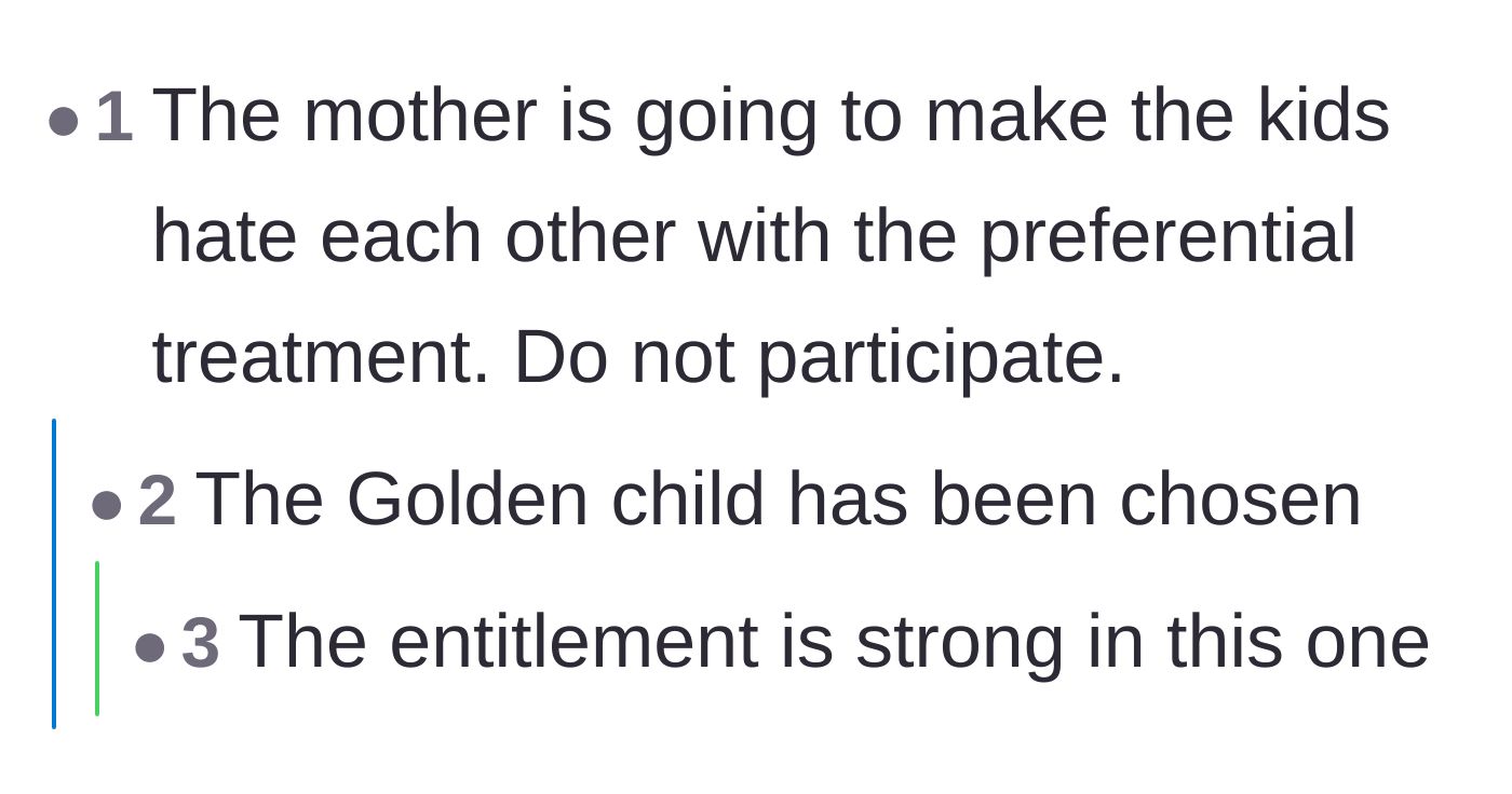 Comment thread 3 - Warnings about how this golden child treatment will destroy the siblings' relationship.