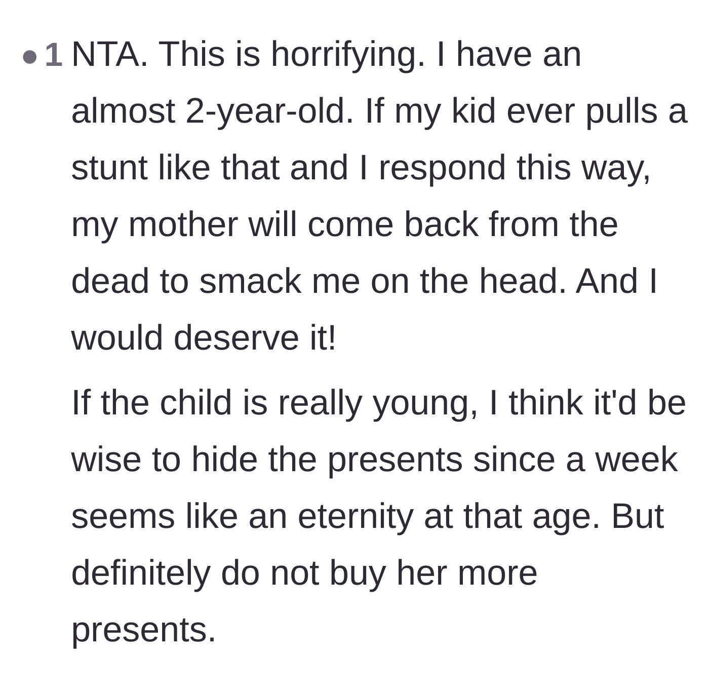 Comment thread 5 - A parent joking that their deceased mother would haunt them if they ever acted like this.
