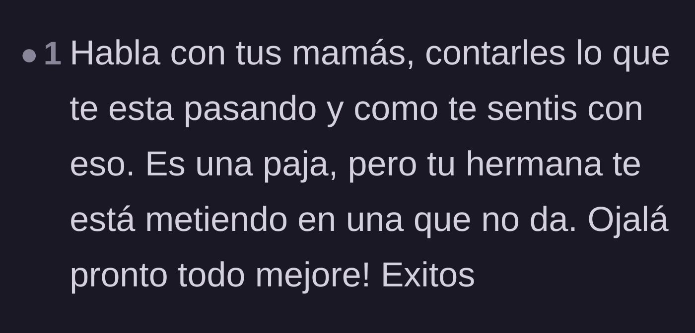 Comment thread 5 - A Spanish comment encouraging the brother to open up to their moms about his emotional burden.