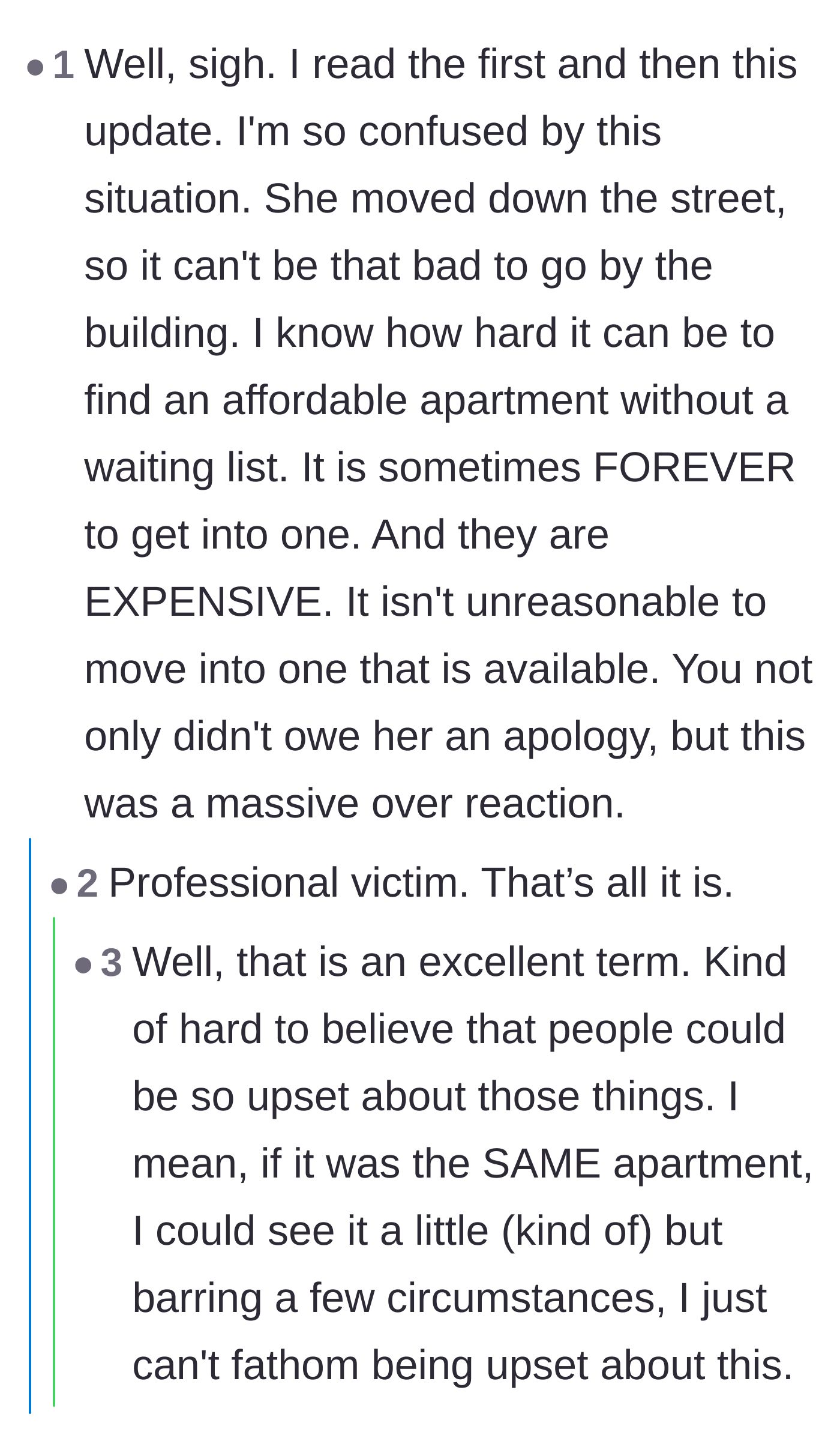 Comment thread 5 - Readers labeling the friend a 'professional victim' and sharing personal anecdotes of similar behavior.