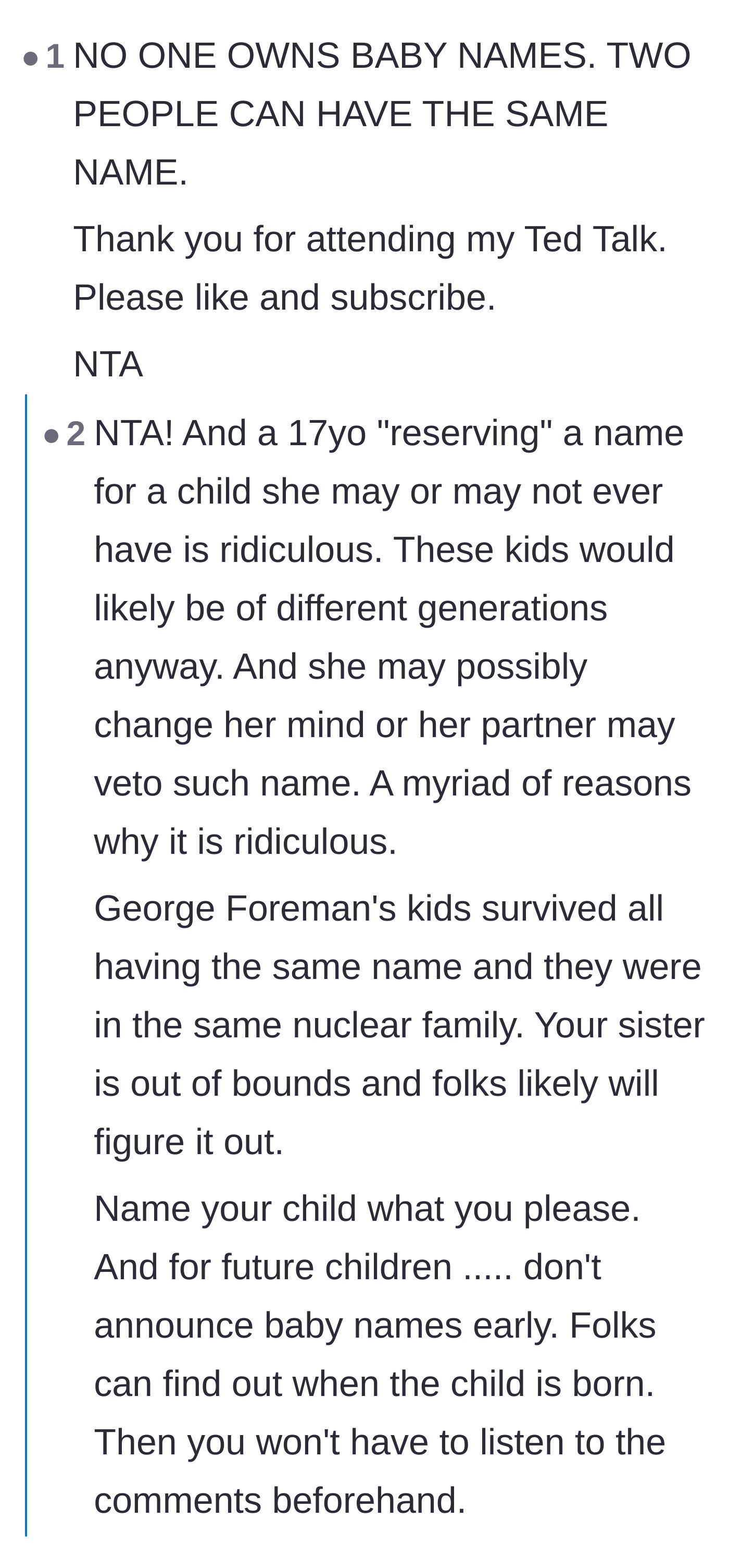 Comment thread 1 - Readers share hilarious and sweet stories of families happily sharing the exact same names.