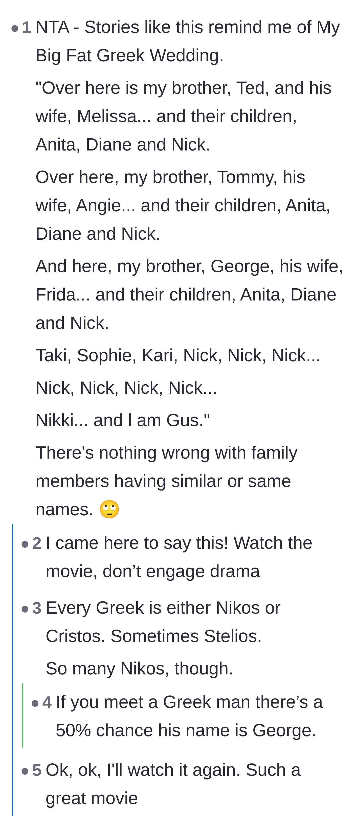 Comment thread 3 - Users fondly recall a classic movie to prove how common shared family names really are.