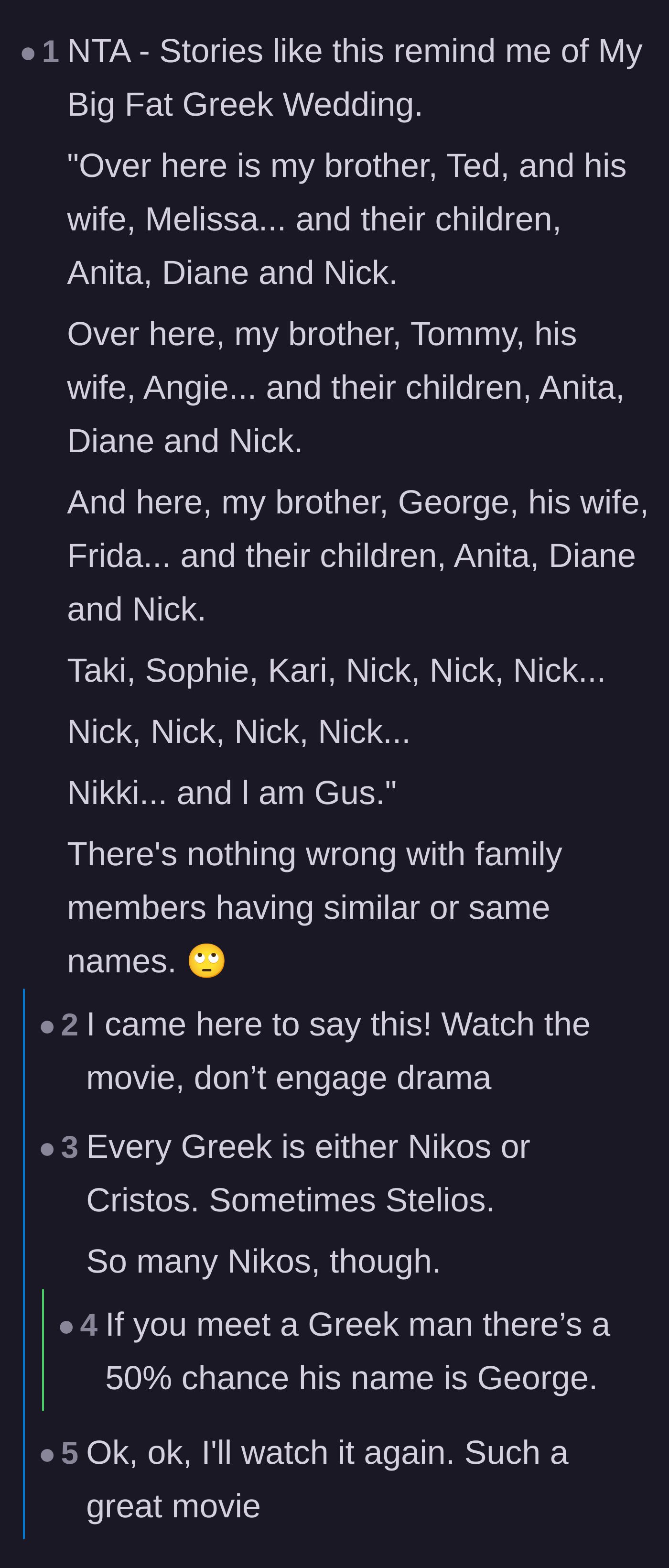 Comment thread 3 - Users fondly recall a classic movie to prove how common shared family names really are.