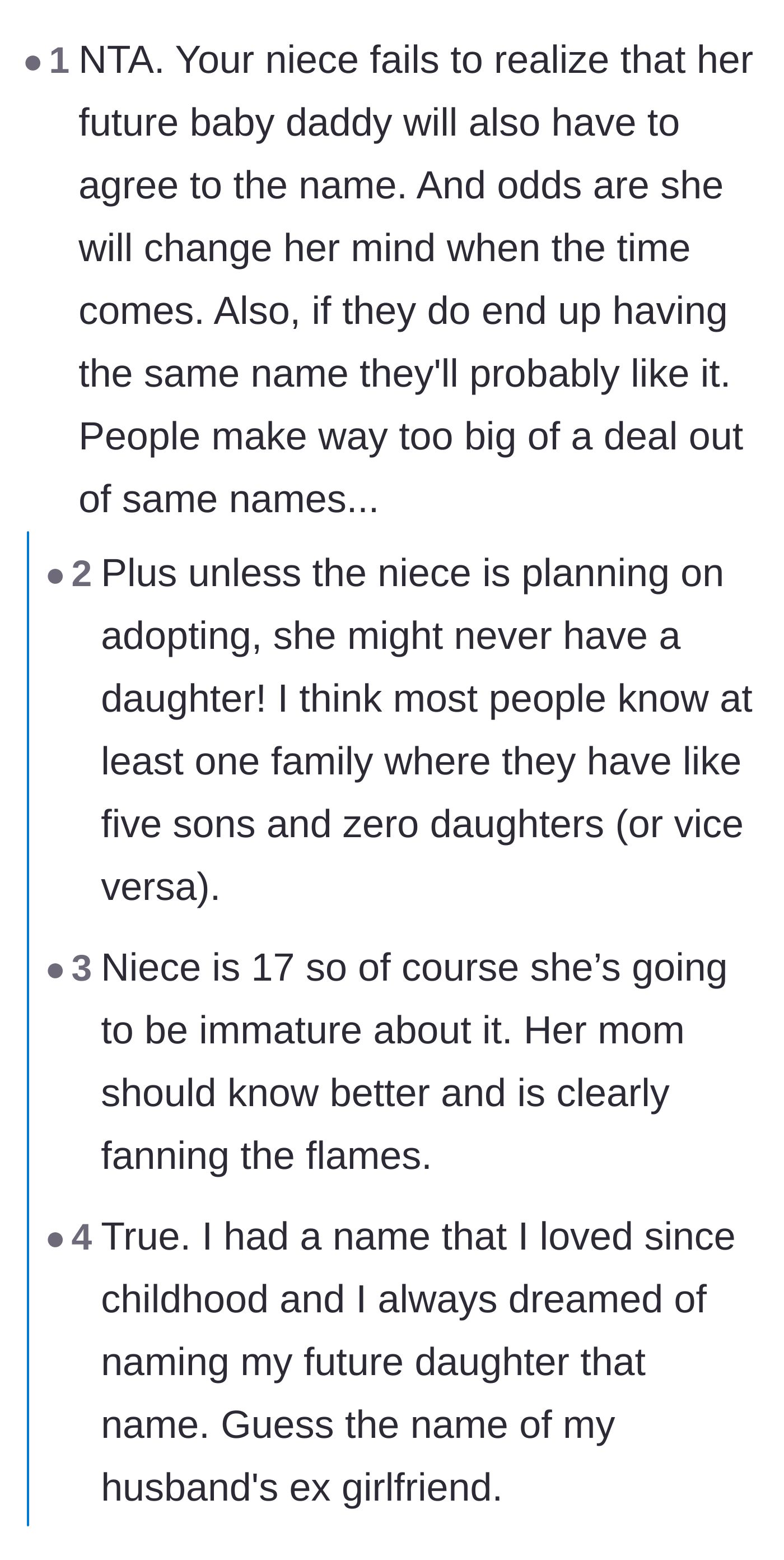 Comment thread 4 - A reality check on the many reasons a 17-year-old's hypothetical baby plans might completely change.