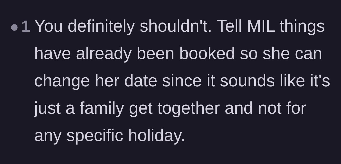 Comment thread 6 - Practical advice to just claim everything is already booked and unchangeable.