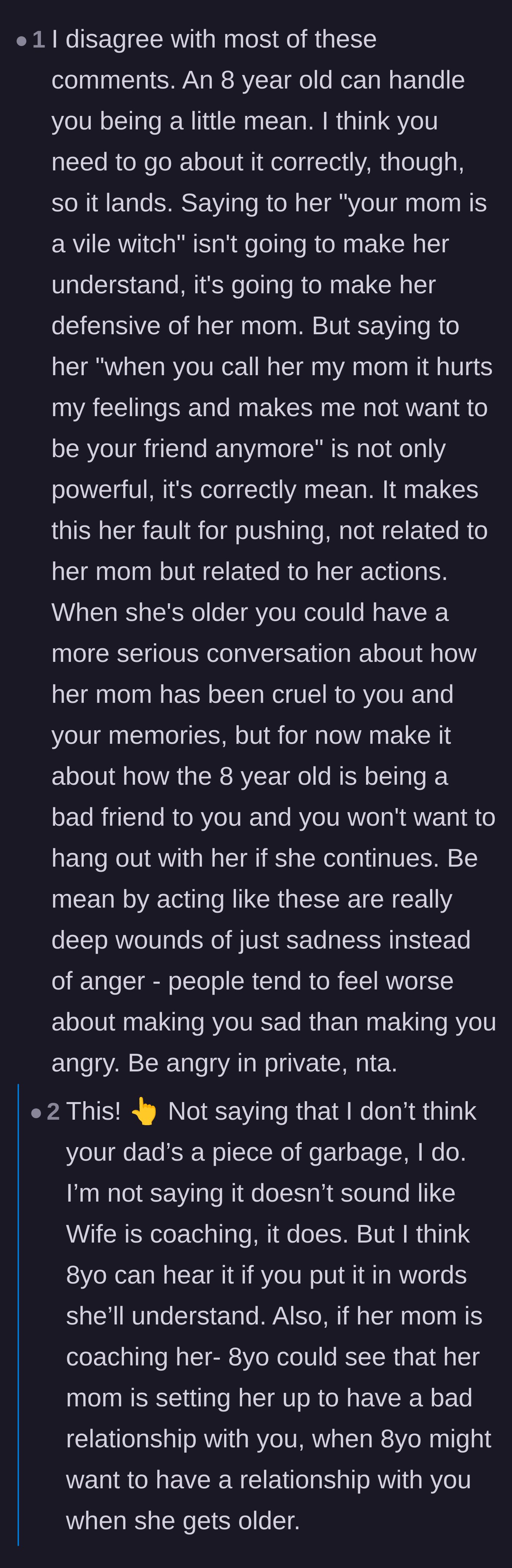 Comment thread 5 - A strategy for setting boundaries with the younger sister by explaining how her words cause sadness rather than reacting with anger.