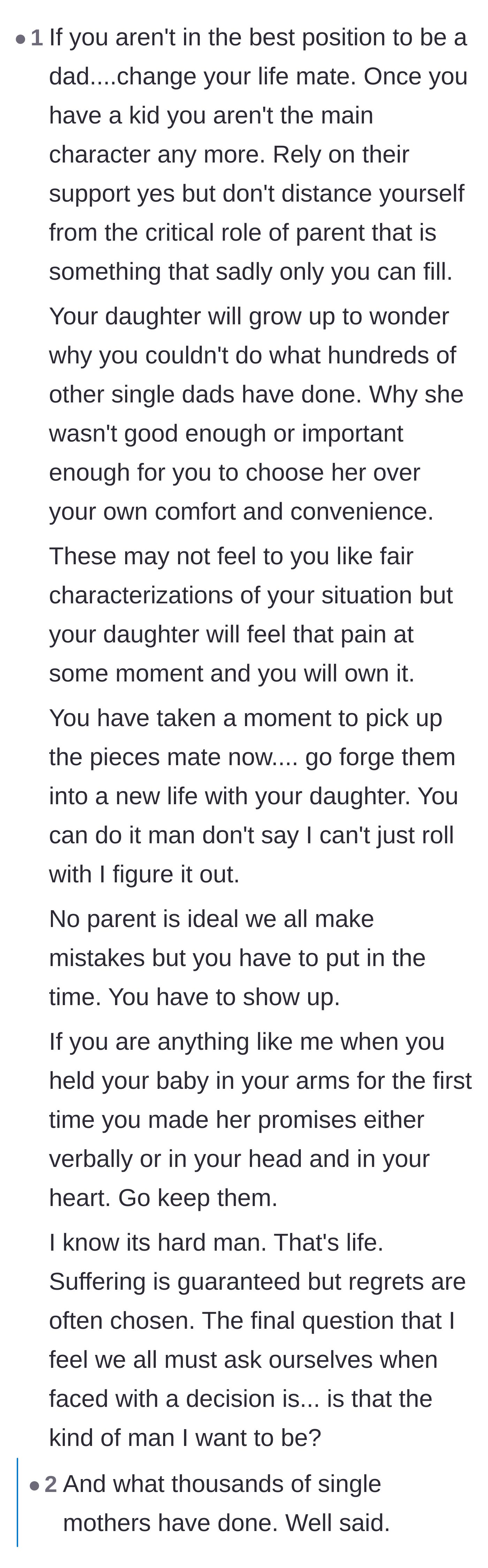 Comment thread 2 - A passionate plea reminding the father that he is no longer the main character and warning of the daughter's future pain.