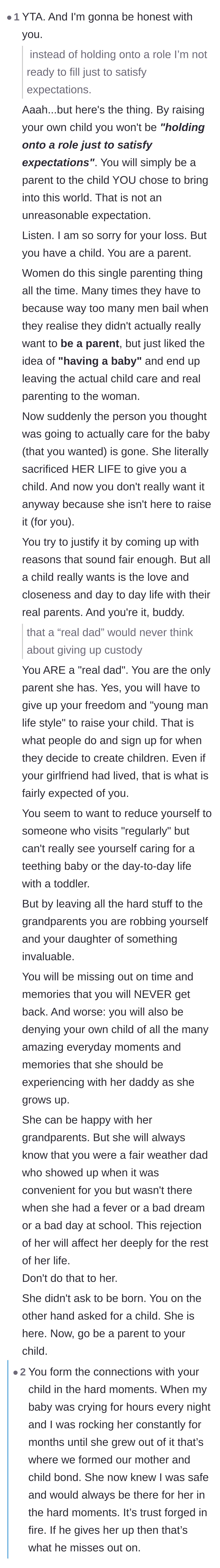 Comment thread 3 - A stark reminder that the mother sacrificed her life for the baby, and that true parental bonds are forged during the hardest moments.