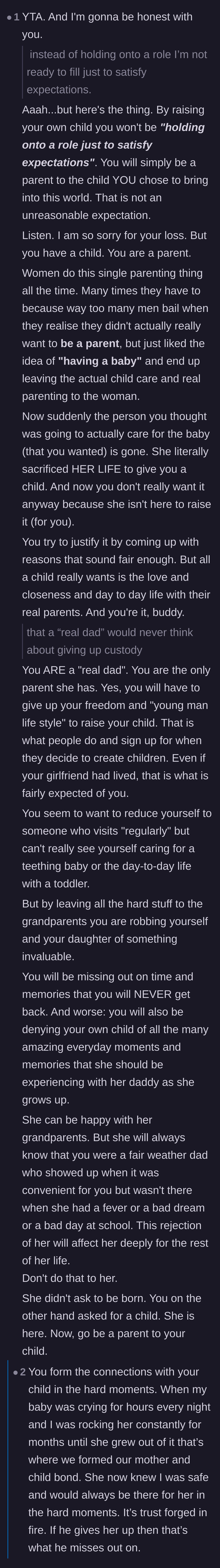 Comment thread 3 - A stark reminder that the mother sacrificed her life for the baby, and that true parental bonds are forged during the hardest moments.